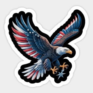American Flag Bald Eagle Patriotic Eagle 4th of July USA Sticker